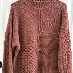 American Eagle Outfitters Textured Knit Sweater - Rust